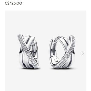 Pandora - Crossover Pavé Hoop Earrings